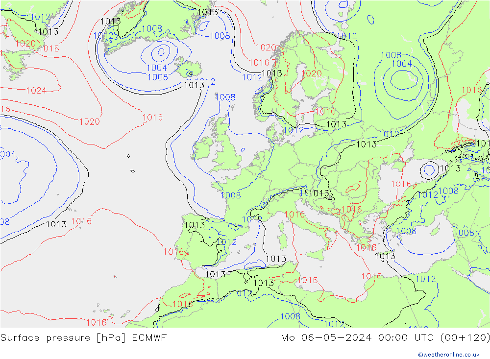 Surface pressure ECMWF Mo 06.05.2024 00 UTC