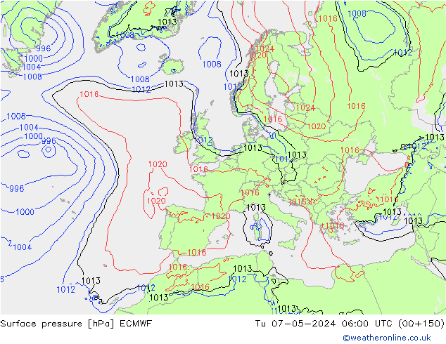 Yer basıncı ECMWF Sa 07.05.2024 06 UTC