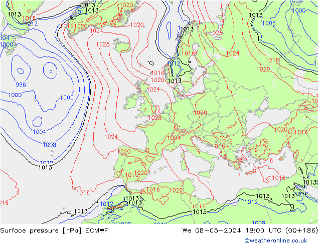 Bodendruck ECMWF Mi 08.05.2024 18 UTC