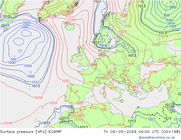 Bodendruck ECMWF Do 09.05.2024 06 UTC