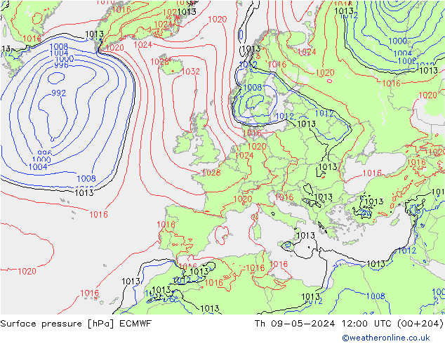 приземное давление ECMWF чт 09.05.2024 12 UTC