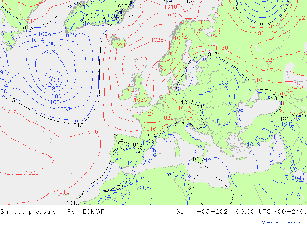 Bodendruck ECMWF Sa 11.05.2024 00 UTC