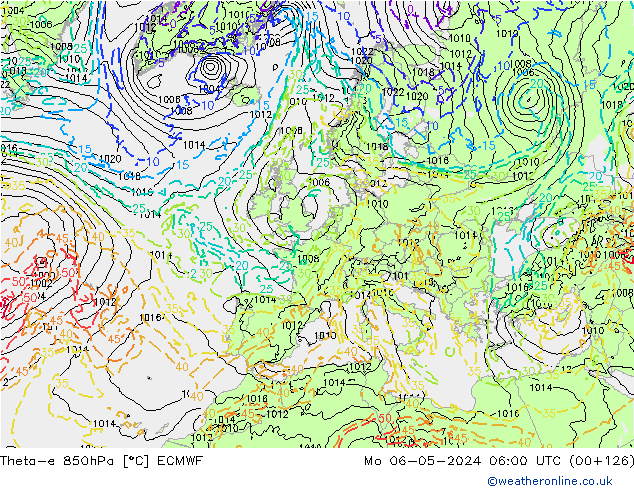 Theta-e 850hPa ECMWF Mo 06.05.2024 06 UTC