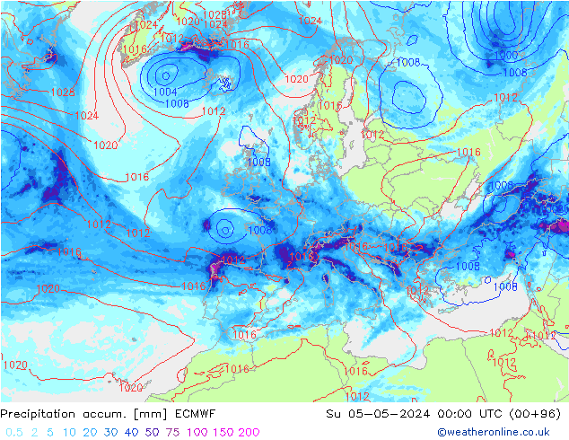 Nied. akkumuliert ECMWF So 05.05.2024 00 UTC