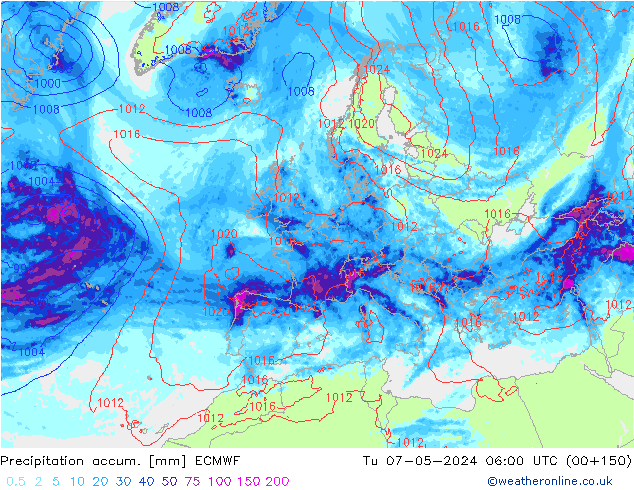 Precipitación acum. ECMWF mar 07.05.2024 06 UTC