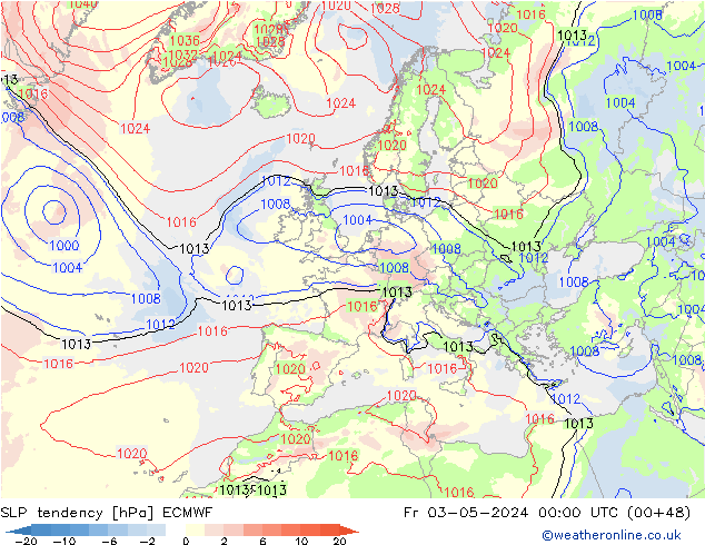 SLP tendency ECMWF Fr 03.05.2024 00 UTC