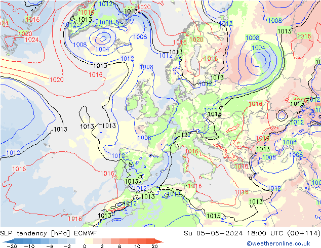 Drucktendenz ECMWF So 05.05.2024 18 UTC