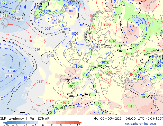 Drucktendenz ECMWF Mo 06.05.2024 06 UTC