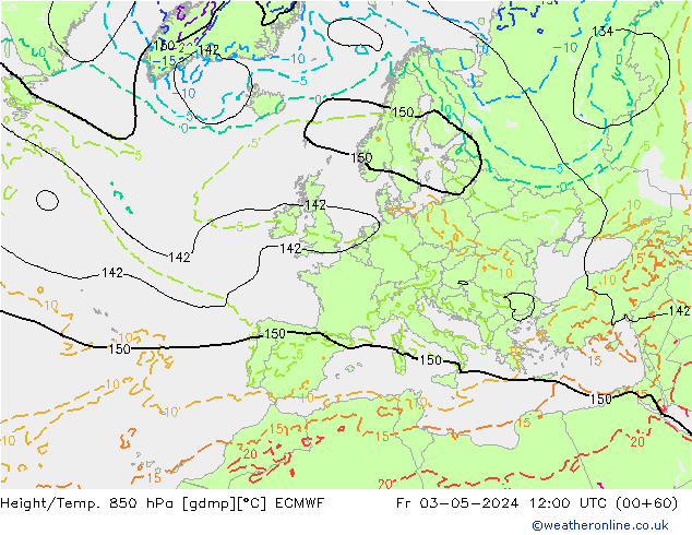 Z500/Rain (+SLP)/Z850 ECMWF ven 03.05.2024 12 UTC