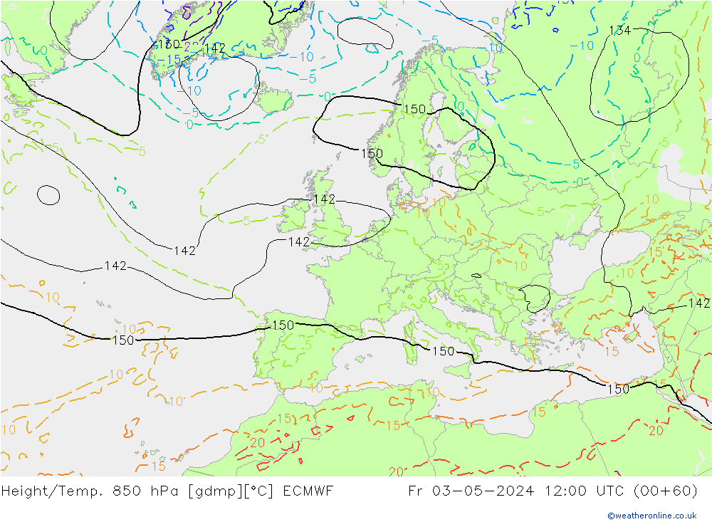 Z500/Rain (+SLP)/Z850 ECMWF Fr 03.05.2024 12 UTC