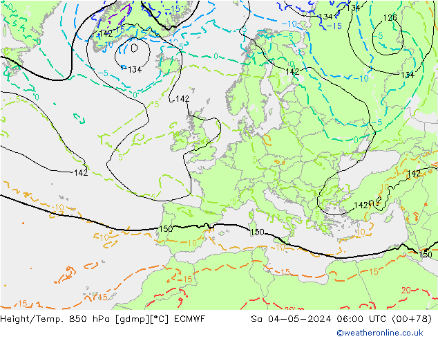 Z500/Rain (+SLP)/Z850 ECMWF sab 04.05.2024 06 UTC