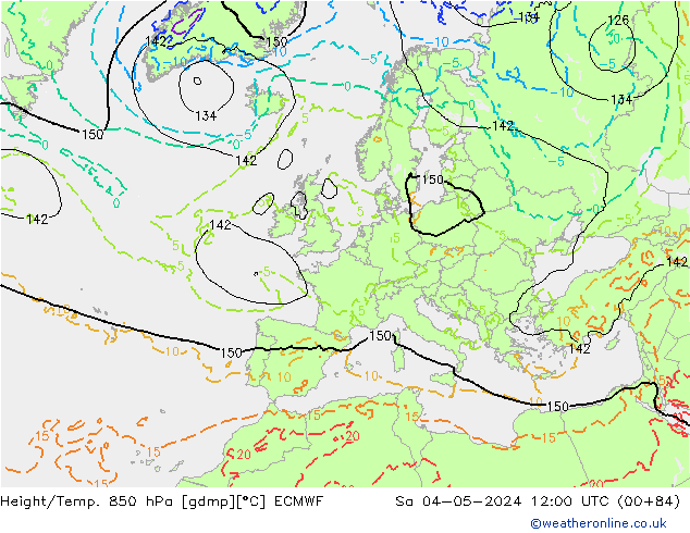 Z500/Rain (+SLP)/Z850 ECMWF so. 04.05.2024 12 UTC