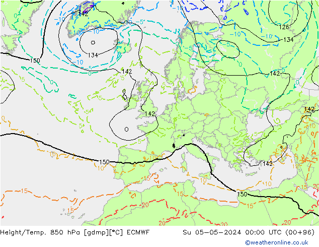 Height/Temp. 850 hPa ECMWF Ne 05.05.2024 00 UTC