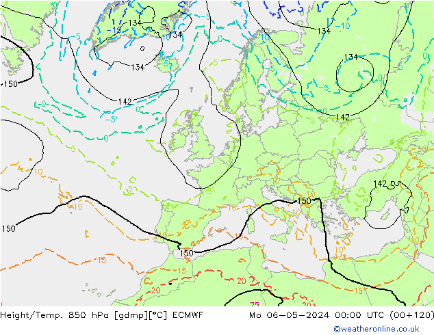 Z500/Rain (+SLP)/Z850 ECMWF Po 06.05.2024 00 UTC