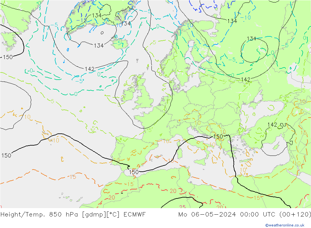 Z500/Rain (+SLP)/Z850 ECMWF Mo 06.05.2024 00 UTC