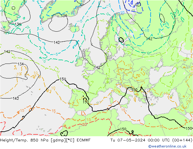 Height/Temp. 850 hPa ECMWF Tu 07.05.2024 00 UTC