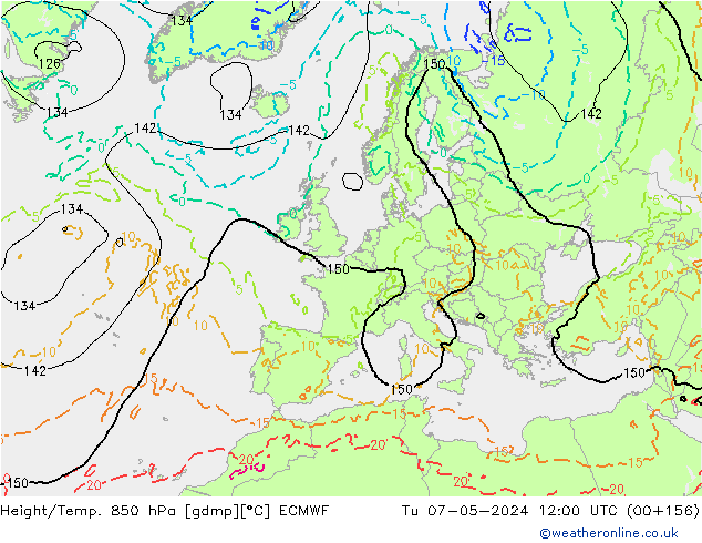 Height/Temp. 850 hPa ECMWF Tu 07.05.2024 12 UTC