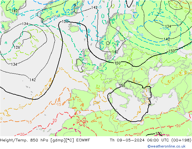 Height/Temp. 850 hPa ECMWF Do 09.05.2024 06 UTC