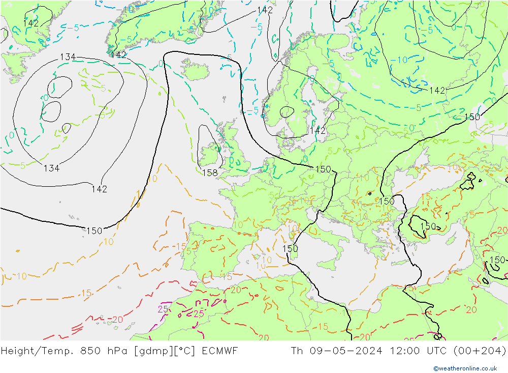 Z500/Rain (+SLP)/Z850 ECMWF Do 09.05.2024 12 UTC