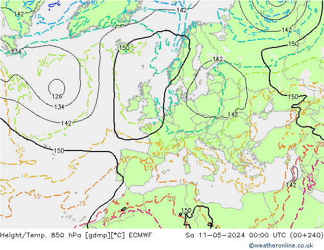 Height/Temp. 850 hPa ECMWF Sa 11.05.2024 00 UTC