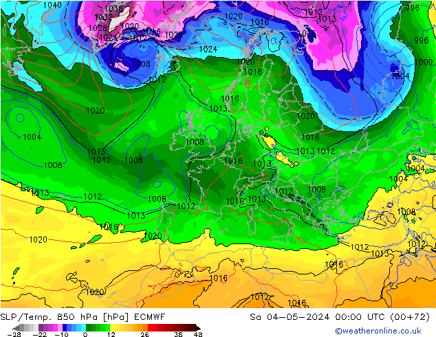 SLP/Temp. 850 hPa ECMWF  04.05.2024 00 UTC