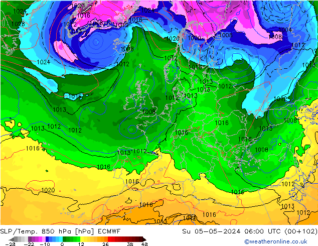 SLP/Temp. 850 hPa ECMWF So 05.05.2024 06 UTC