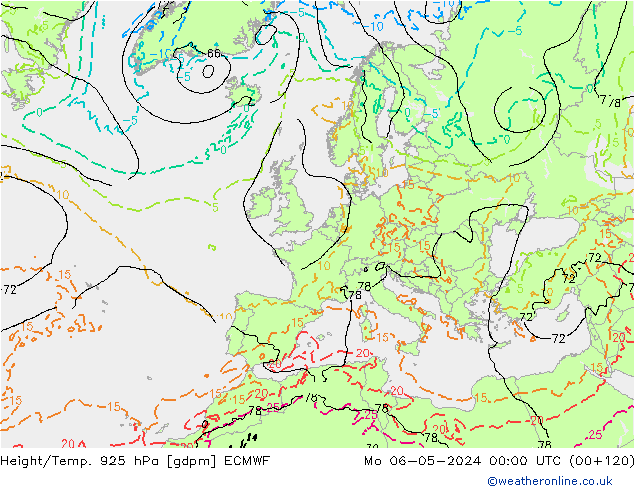 Height/Temp. 925 hPa ECMWF Po 06.05.2024 00 UTC