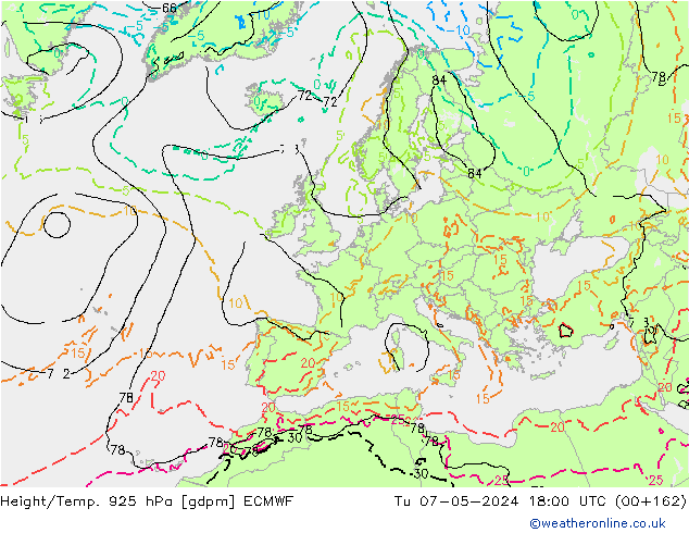 Height/Temp. 925 hPa ECMWF mar 07.05.2024 18 UTC