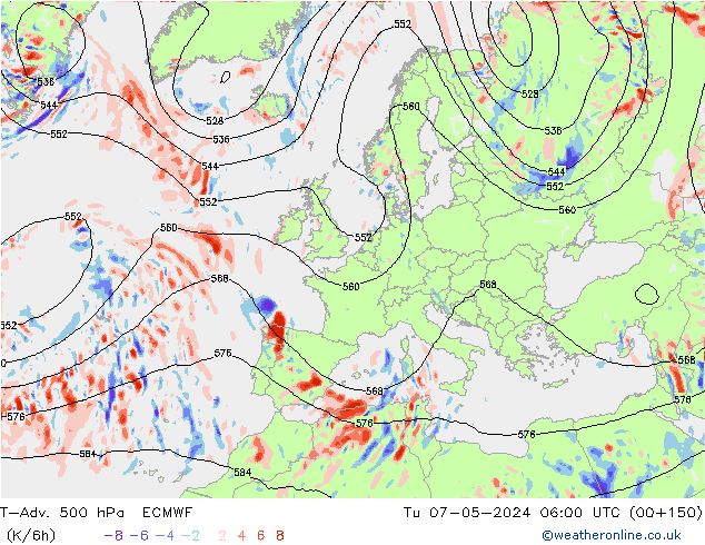 T-Adv. 500 hPa ECMWF mar 07.05.2024 06 UTC