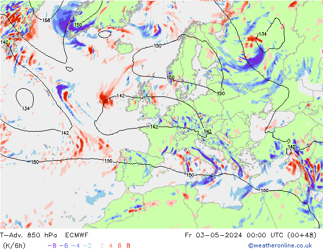 T-Adv. 850 hPa ECMWF  03.05.2024 00 UTC