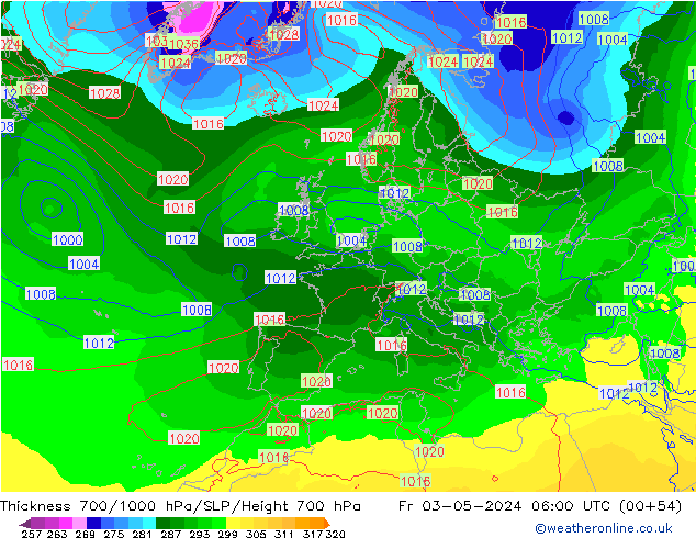 Thck 700-1000 hPa ECMWF Fr 03.05.2024 06 UTC