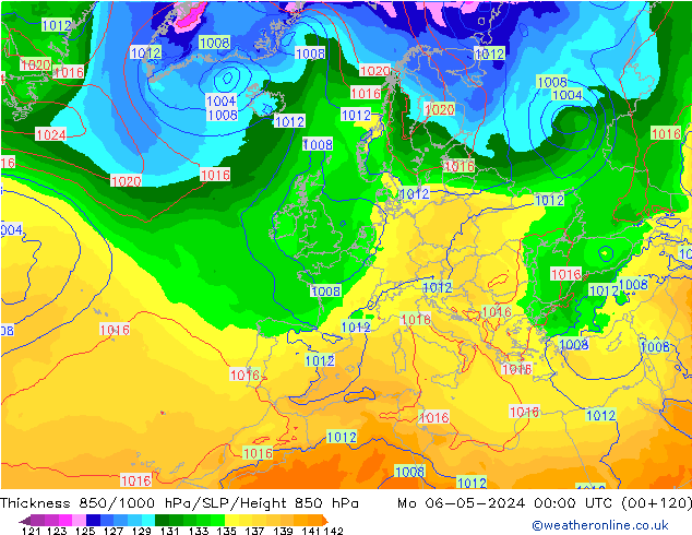 Thck 850-1000 hPa ECMWF Po 06.05.2024 00 UTC