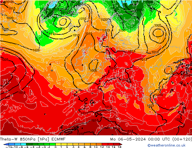 Theta-W 850hPa ECMWF Po 06.05.2024 00 UTC