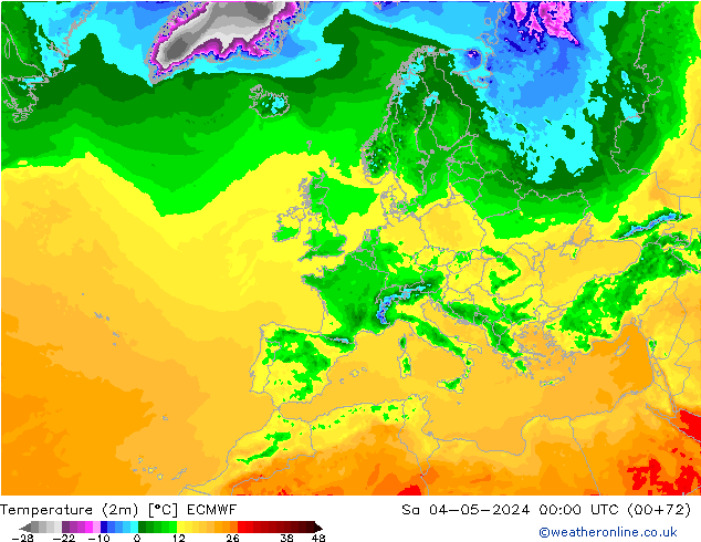 Temperature (2m) ECMWF Sa 04.05.2024 00 UTC