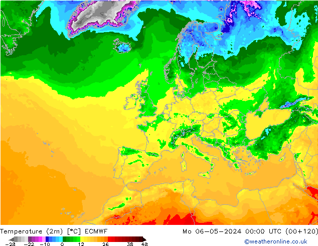 Temperaturkarte (2m) ECMWF Mo 06.05.2024 00 UTC