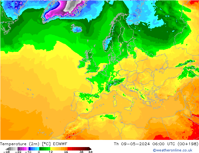 Temperaturkarte (2m) ECMWF Do 09.05.2024 06 UTC