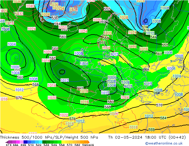 Schichtdicke 500-1000 hPa ECMWF Do 02.05.2024 18 UTC