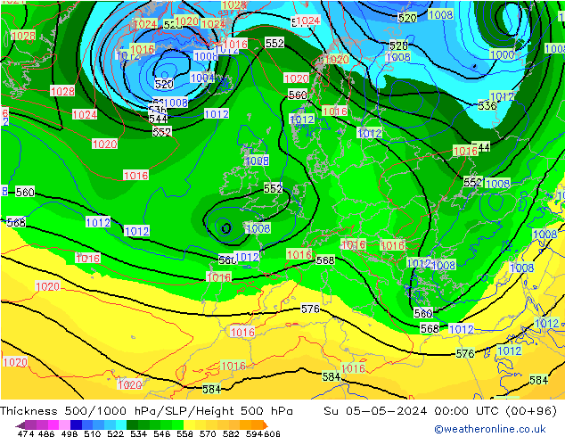 500-1000 hPa Kalınlığı ECMWF Paz 05.05.2024 00 UTC