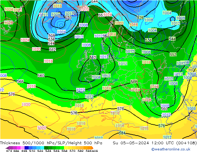 Thck 500-1000hPa ECMWF nie. 05.05.2024 12 UTC