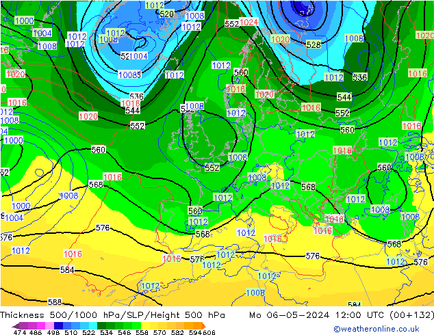 Thck 500-1000hPa ECMWF Mo 06.05.2024 12 UTC