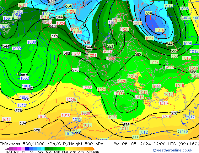 Thck 500-1000hPa ECMWF  08.05.2024 12 UTC