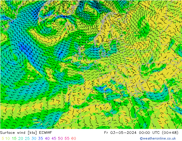 Bodenwind ECMWF Fr 03.05.2024 00 UTC