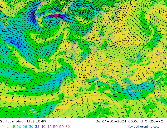 Surface wind ECMWF Sa 04.05.2024 00 UTC