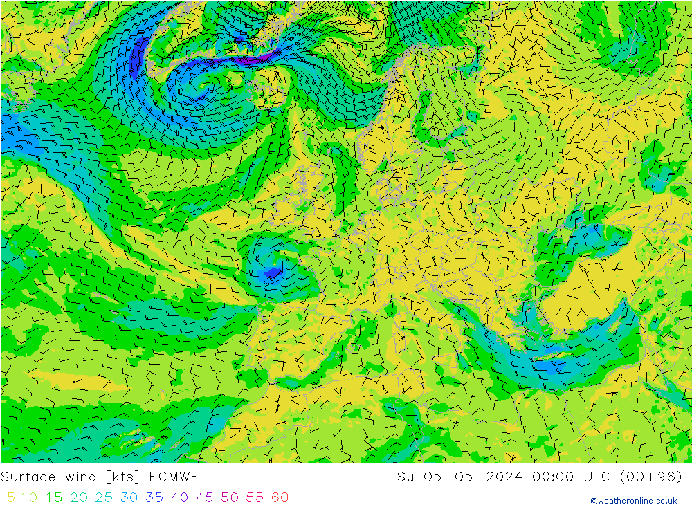 Bodenwind ECMWF So 05.05.2024 00 UTC