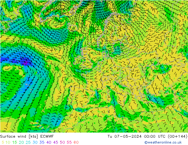 Vento 10 m ECMWF mar 07.05.2024 00 UTC