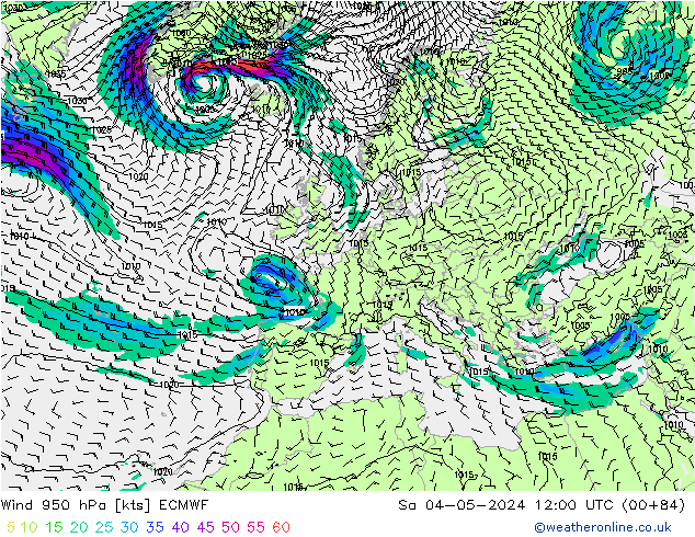 Wind 950 hPa ECMWF Sa 04.05.2024 12 UTC