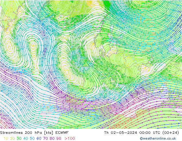 Stromlinien 200 hPa ECMWF Do 02.05.2024 00 UTC