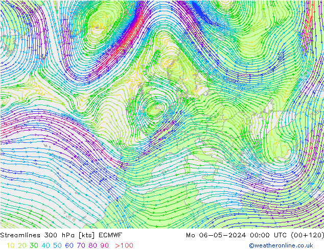 Stromlinien 300 hPa ECMWF Mo 06.05.2024 00 UTC