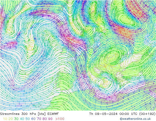 Stromlinien 300 hPa ECMWF Do 09.05.2024 00 UTC