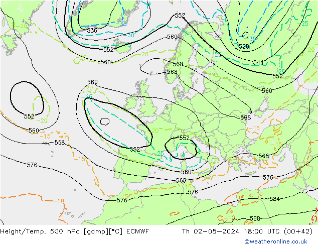 Z500/Rain (+SLP)/Z850 ECMWF jeu 02.05.2024 18 UTC